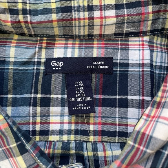 Gap Plaid Button Down Shirt Men’s Size XL Slim Fit Multicolor NWT Short Sleeve - Picture 5 of 10